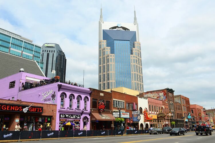 Downtown Nashville with Tootsies and Batman Building