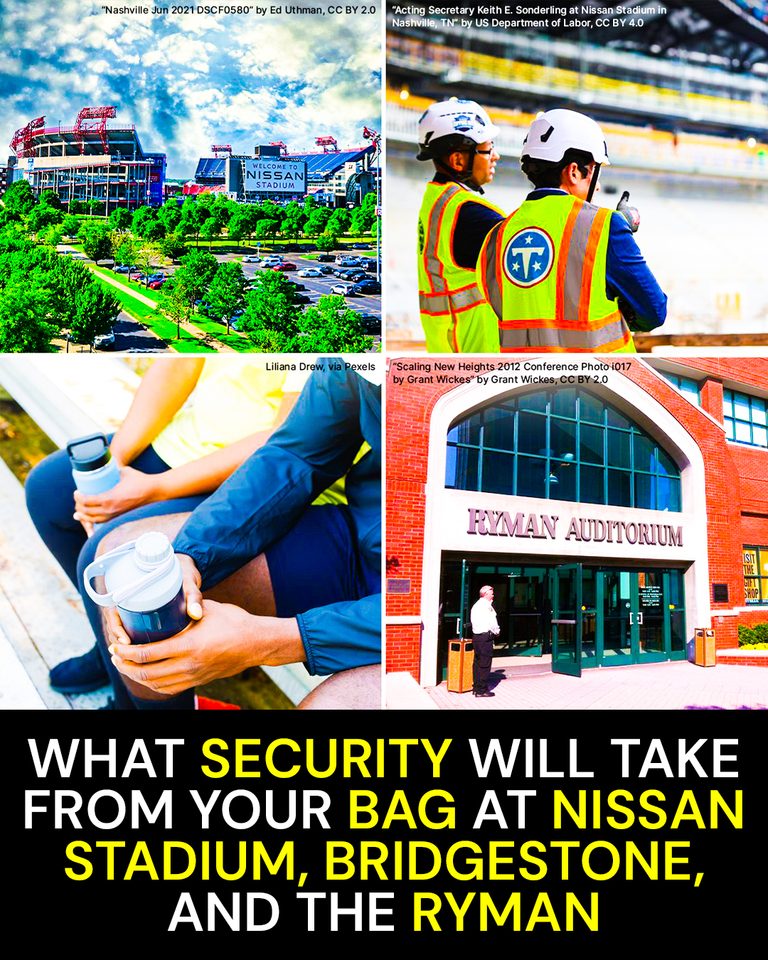 What Security Will Take From Your Bag at Nissan Stadium, Bridgestone, and the Ryman